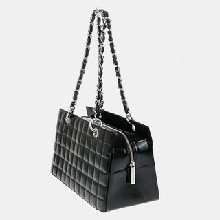 Chanel Chocolate Bar CC Zip Tote Quilted Patent