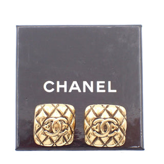 Chanel Vintage CC Square Clip-On Earrings Metal