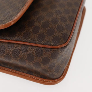 Celine Vintage Macadam Circle Logo Shoulder Bag Canvas and Leather