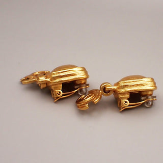 Chanel Vintage CC Drop Clip-On Earrings Metal and Stones