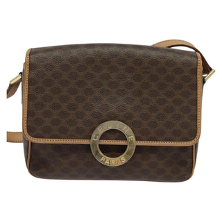 Celine Vintage Macadam Shoulder Bag Canvas and Leather