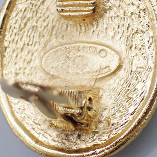 Chanel clips bouton ovale ange logo Gold-plated