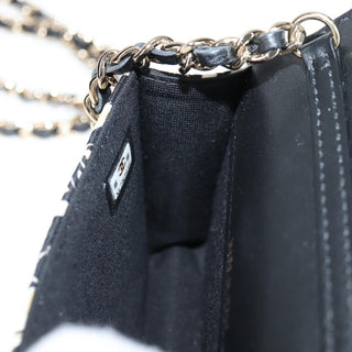 Chanel Flap Card Holder on Chain Quilted Printed Canvas