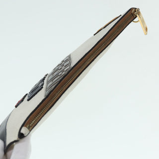 Fendi Mania Logo Zip Pouch Inlaid Leather