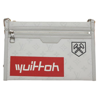 Louis Vuitton Double Flat Messenger Bag Limited Edition Logo Story Monogram Canvas and Denim