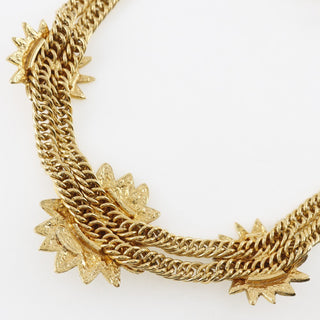 Chanel Vintage Double Chain Leo Lion Sun Necklace Metal