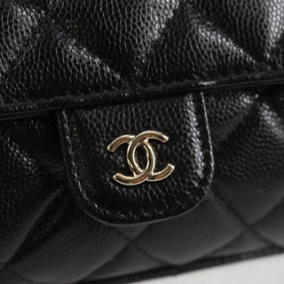 Chanel Foldable Tote Bag with Chain Quilted Caviar with Printed Nylon