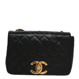 Chanel Full Flap Shoulder Bag Embossed Quilted Calfskin