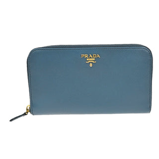Prada Zip Around Tab Wallet Saffiano Leather