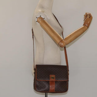 Celine Vintage Macadam Shoulder Bag Canvas and Leather