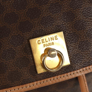 Celine Vintage Drawstring Flap Backpack Macadam Coated Canvas