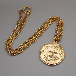 Chanel Vintage CC Pendent Necklace Plated Metal
