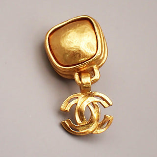 Chanel Vintage CC Drop Clip-On Earrings Metal and Stones