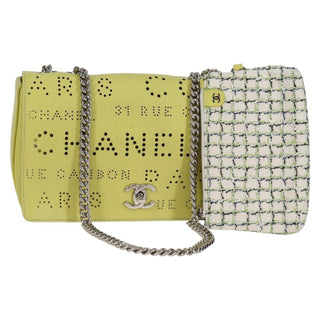 Chanel Logo Eyelets Flap Bag Perforated Calfskin