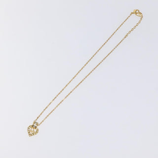 Christian Dior Logo Heart Pendant Necklace Metal