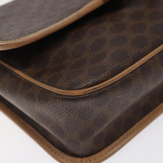 Celine Vintage Macadam Circle Logo Shoulder Bag Canvas and Leather