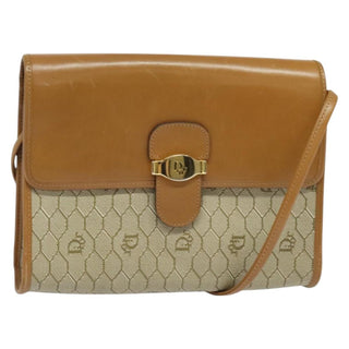 Christian Dior Vintage Honeycomb Flap Crossbody Bag Canvas and Leather
