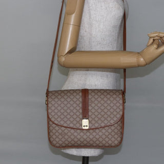 Celine Vintage Macadam Shoulder Bag Canvas and Leather