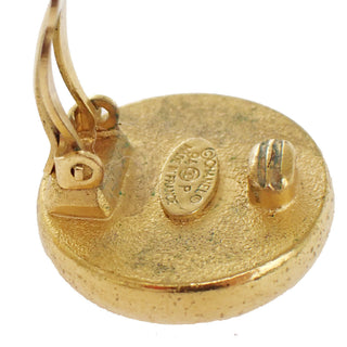 Chanel Vintage Round CC Clip-On Earrings Metal with Faux Pearl