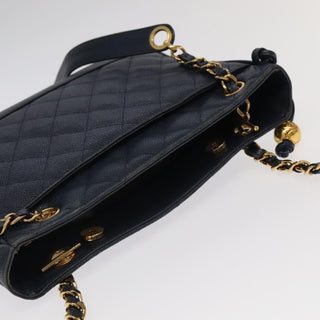 Chanel Vintage Stitched CC Shoulder Bag Caviar