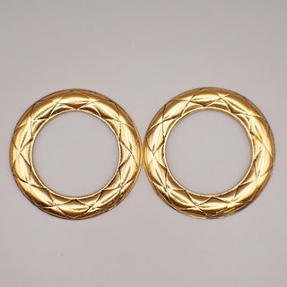 Chanel Vintage Cut-Out Logo Ring Drop Clip-On Earrings Metal