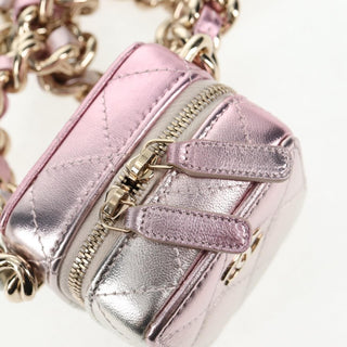 Chanel CC Cube Zip Clutch with Chain Handle Quilted Lambskin