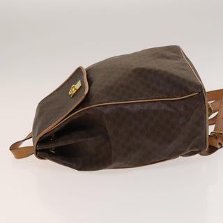 Celine Vintage Drawstring Flap Backpack Macadam Coated Canvas