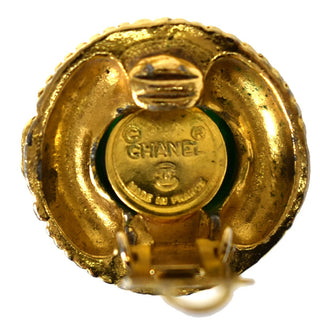 Chanel Vintage Round Clip-On Earrings Metal with Gripoix