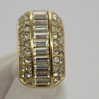 Christian Dior CD Logo Rhinestone Drop Earrings Clip-On Rhinestone,Silver Plated