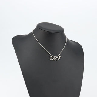 Christian Dior Logo Necklace Crystal Embellished Metal