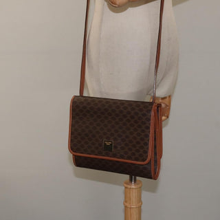 Celine Vintage Macadam Shoulder Bag Canvas and Leather