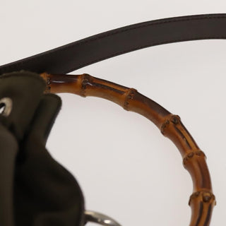 Gucci Vintage Bamboo Bucket Bag Nylon and Leather