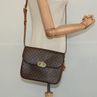 Celine Vintage Macadam Shoulder Bag Canvas and Leather