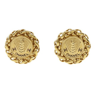 Chanel Vintage Round CC Clip-On Earrings Metal