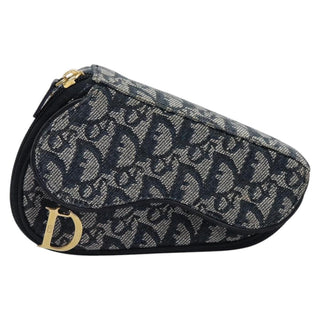 Christian Dior Saddle Zip Pouch Diorissimo Canvas