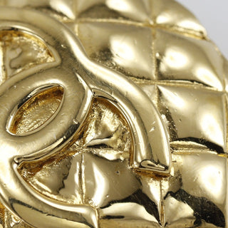 Chanel Vintage CC Quilted Round Button Clip-On Earrings Metal