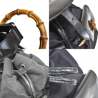 Gucci Vintage Bamboo Backpack Nylon and Patent Leather