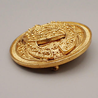 Chanel Vintage Logo Round Brooch Metal