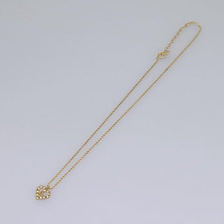 Christian Dior Logo Heart Pendant Necklace Metal with Crystal