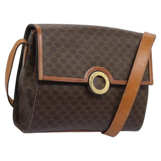 Celine Vintage Macadam Circle Logo Shoulder Bag Canvas and Leather