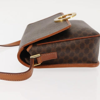 Celine Vintage Macadam Circle Logo Shoulder Bag Canvas and Leather