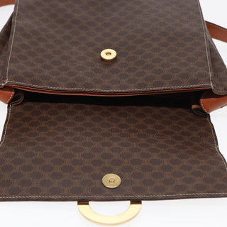 Celine Vintage Macadam Circle Logo Shoulder Bag Canvas and Leather