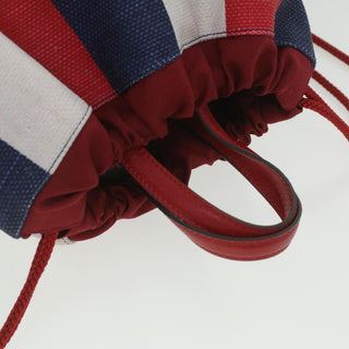Gucci Logo Drawstring Backpack Striped Canvas