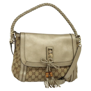 Gucci Bella Flap Shoulder Bag GG Canvas with Leather