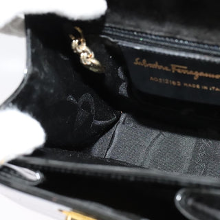 Salvatore Ferragamo Gancini Convertible Top Handle Bag Patent Leather