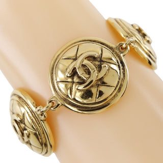 Chanel Vintage CC Quilted Medallion Bracelet Metal