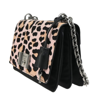 Prada Chain Flap Shoulder Bag Pony Hair and Nylon