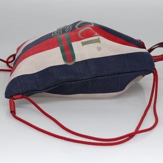 Gucci Logo Drawstring Backpack Striped Canvas