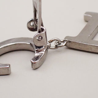 Christian Dior CD Logo Rhinestone Drop Earrings Clip-On Rhinestone,Silver Plated