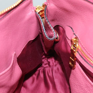 Miu Miu Convertible Madras Side Zip Satchel Grainy Leather